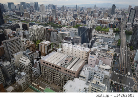 大阪城を望む春の長雨、四月、タワーマンションのラウンジより大阪城公園を望む 大阪城を望む春の長雨、四月、タワーマンションのラウンジより大阪城公園を望む 114262603