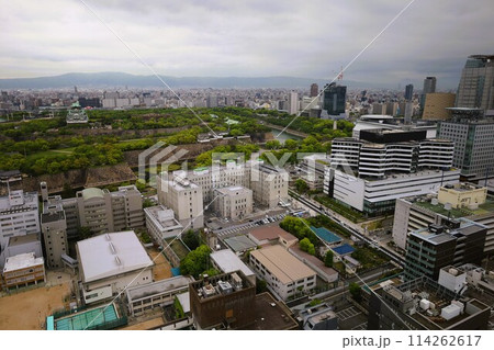 大阪城を望む春の長雨、四月、タワーマンションのラウンジより大阪城公園を望む 大阪城を望む春の長雨、四月、タワーマンションのラウンジより大阪城公園を望む 114262617
