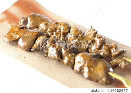 焼き鳥、レバーを白背景で撮影 焼き鳥、レバーを白背景で撮影 114262977