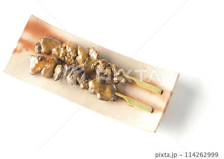 焼き鳥、レバーを白背景で撮影 焼き鳥、レバーを白背景で撮影 114262999