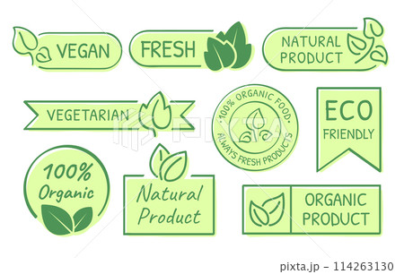 Vegan product grunge label and badge eco 114263130