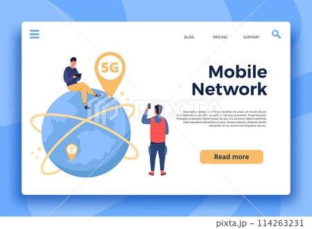 Mobile 5G network landing page, connection remotely Mobile 5G network landing page, connection remotely 114263231