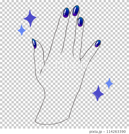 有藍色漸層指甲的女人的手 114263390