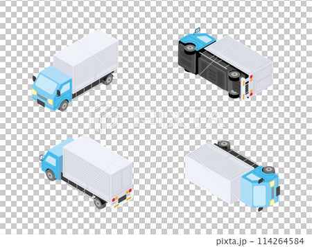 運送トラック（前、後ろ、横転） 114264584