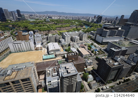 ゴールデンウィーク、五月初旬、若葉、初夏の大阪城公園、タワマンのラウンジから望む新緑の大阪城 ゴールデンウィーク、五月初旬、若葉、初夏の大阪城公園、タワマンのラウンジから望む新緑の大阪城 114264640