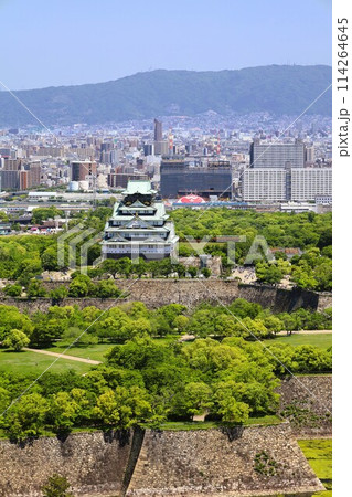 ゴールデンウィーク、五月初旬、若葉、初夏の大阪城公園、タワマンのラウンジから望む新緑の大阪城 ゴールデンウィーク、五月初旬、若葉、初夏の大阪城公園、タワマンのラウンジから望む新緑の大阪城 114264645