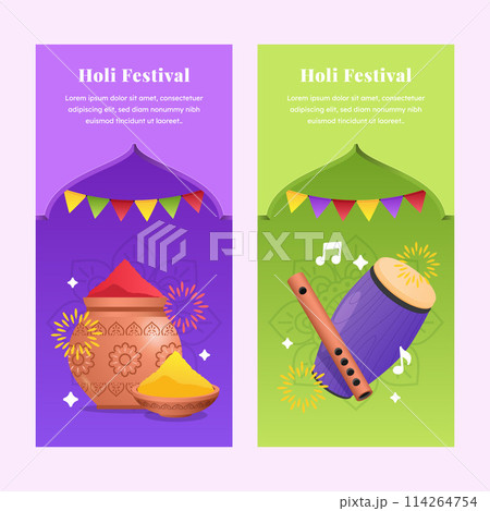 Holi banners in gradient style 114264754