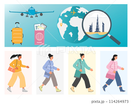 Tourism Travel Tourist Airplane Dubai People UAE 114264973