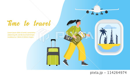 Tourism Travel Tourist Airplane Dubai Girl UAE 114264974