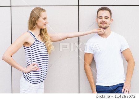 Girl touching tender her boyfriend Girl touching tender her boyfriend 114265072
