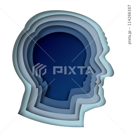 Silhouette of man aging heads from kid to adults 114266387