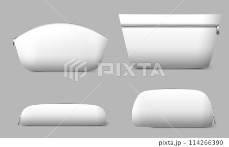 White blank cosmetics bags with zipper realistic set 114266390