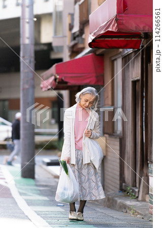買い物をするシニア女性 114266561