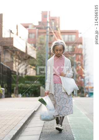 買い物をするシニア女性 114266585