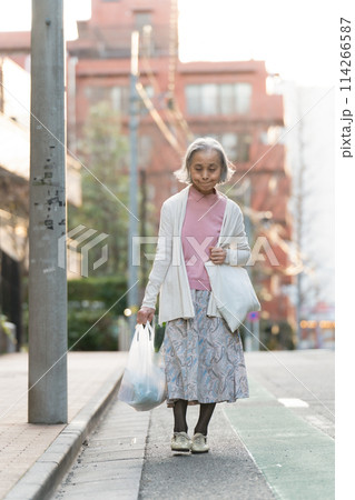 買い物をするシニア女性 114266587