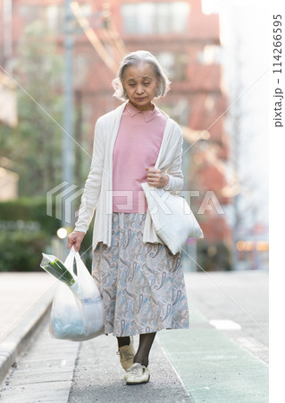 買い物をするシニア女性 114266595