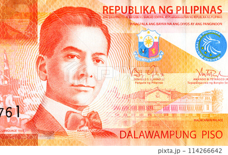 President Manuel Luis Quezon y Molina (1878 - 1944). Portrait from Philippines 20 Pisos Banknotes President Manuel Luis Quezon y Molina (1878 - 1944). Portrait from Philippines 20 Pisos Banknotes 114266642