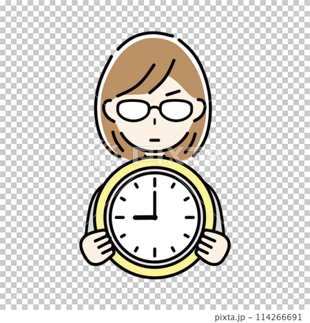 business woman holding a watch 114266691