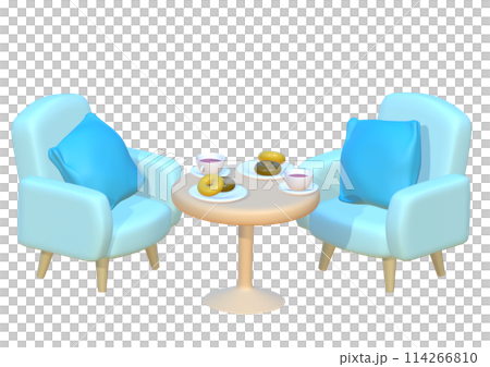 ソファと丸テーブルの3ⅾイラスト 114266810