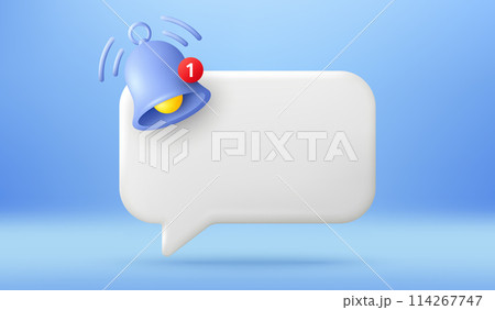 3d empty reminder popup notice. Push notification with bell icon. Phone alert message template. Speech bubble with 3d alert bell. Empty chat message reminder. Vector illustration 3d empty reminder popup notice. Push notification with bell icon. Phone alert message template. Speech bubble with 3d alert bell. Empty chat message reminder. Vector illustration 114267747