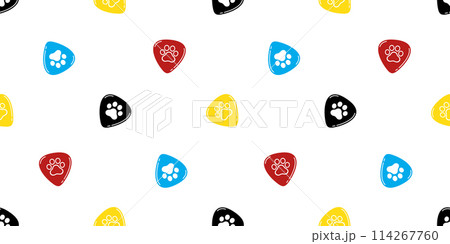 dog paw seamless pattern guitar pick cat footprint vector music bass ukulele pet puppy kitten cartoon doodle tile background gift wrapping paper repeat wallpaper illustration design 114267760