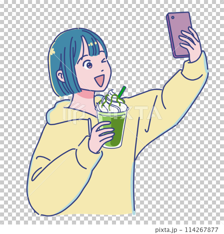 微笑著自拍的女孩 微笑著自拍的女孩 114267877