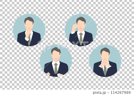 Thinking, crossing one's arms, worrying, pondering, mid-level business person/manager, icon style Thinking, crossing one's arms, worrying, pondering, mid-level business person/manager, icon style 114267989
