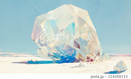巨大なダイヤモンドの原石のイメージ水彩イラスト 114268153