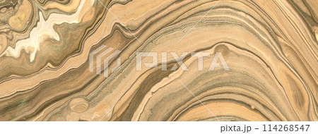 Abstract fluid art background brown and beige colors. Liquid marble. Acrylic painting with sand gradient. 114268547
