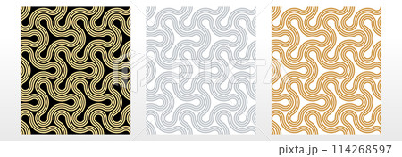 Set of abstract geometric patterns. Seamless vector backgrounds. Colored ornaments Graphic modern patterns Simple lattice graphic design Set of abstract geometric patterns. Seamless vector backgrounds. Colored ornaments Graphic modern patterns Simple lattice graphic design 114268597