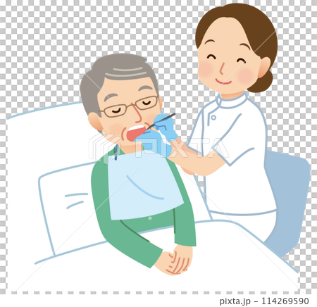 臥床老人接受牙科檢查 - 到府醫療 114269590