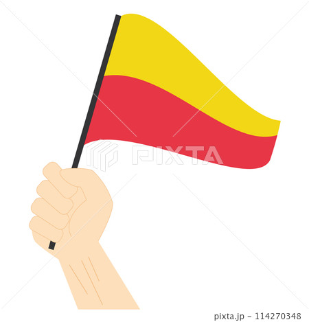 Hand holding and rising the maritime flag to represent the number Seven Vector Illustration 114270348