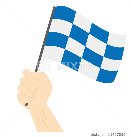 Hand holding and rising the maritime flag to represent the letter N Vector Illustration 114270364