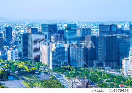 日本の東京都市景観　大手町や丸の内などのオフィスビル群などを望む＝5月5日 114270428