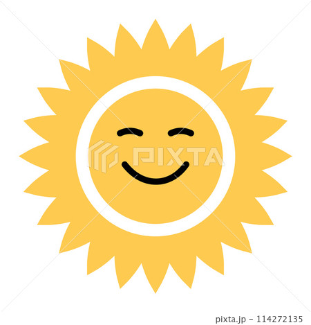 Happy sun icon. Cute smiling summer sunshine.のイラスト素材 [114272135] - PIXTA