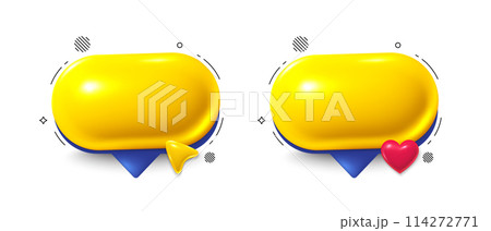 Chat speech bubble set. Yellow chat comment 3d icon. Talk message box. Modern realistic 3d design. Support speech bubble, chat message box. Social media dialog banners. Vector Chat speech bubble set. Yellow chat comment 3d icon. Talk message box. Modern realistic 3d design. Support speech bubble, chat message box. Social media dialog banners. Vector 114272771