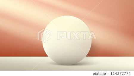 Realistic 3d circle frame product stage background. Abstract geometric frame. Empty product display presentation, round frame. Minimal scene. Product platform background. Vector illustration 114272774