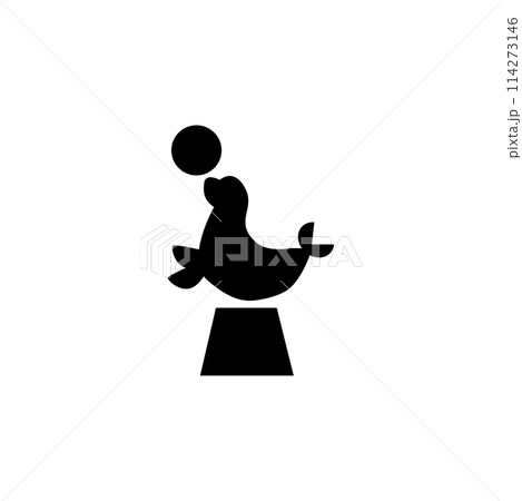 Circus Performance Fur Seal Flat Vector Icon 114273146