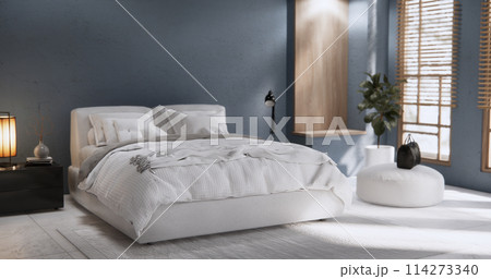 Bedroom minimal Modern grey  wall and granite tiles floor. 114273340