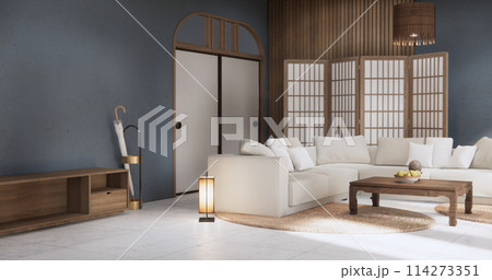 grey Living room modern minimal style with sofa armchair on tiles granite floor. grey Living room modern minimal style with sofa armchair on tiles granite floor. 114273351