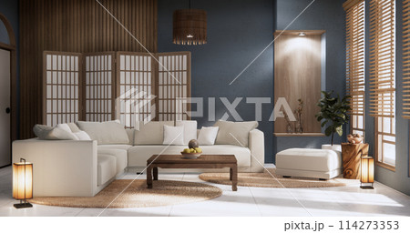 grey Living room modern minimal style with sofa armchair on tiles granite floor. 114273353