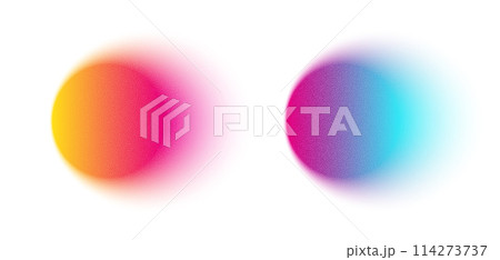 Gradient, gradation circle, grain noise texture abstract background. Watercolor gradient blend mesh of neon iridescent gradation. Blur shapes, abstract grain noise. Vector illustration Gradient, gradation circle, grain noise texture abstract background. Watercolor gradient blend mesh of neon iridescent gradation. Blur shapes, abstract grain noise. Vector illustration 114273737