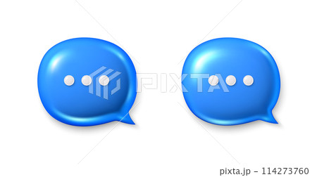 Speech bubble icons. Chat comment icons set. 3d talk message box with ellipsis. Modern realistic 3d design. Support speech bubbles, chat message box. Social media dialog banner. Vector Speech bubble icons. Chat comment icons set. 3d talk message box with ellipsis. Modern realistic 3d design. Support speech bubbles, chat message box. Social media dialog banner. Vector 114273760