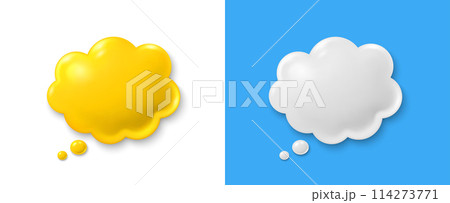 Comic speech bubble set. Yellow chat comment 3d icon. Talk message box. Modern realistic 3d design. Support comic speech bubble, chat message box. Social media dialog banner. Vector Comic speech bubble set. Yellow chat comment 3d icon. Talk message box. Modern realistic 3d design. Support comic speech bubble, chat message box. Social media dialog banner. Vector 114273771