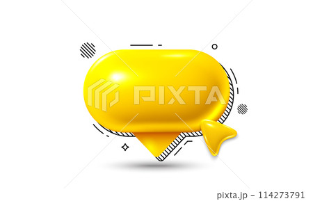 Speech bubble icon with cursor pointer. Yellow chat comment 3d icon. Talk message box. Modern realistic 3d design. Support speech bubble, chat message box. Social media dialog banner. Vector Speech bubble icon with cursor pointer. Yellow chat comment 3d icon. Talk message box. Modern realistic 3d design. Support speech bubble, chat message box. Social media dialog banner. Vector 114273791