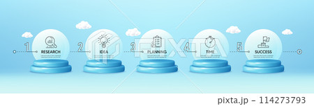 Timeline workflow 3d podium infographics. Infographic template with numbers 5 options or steps. Business infograph chart with 3d podium stages. Product timeline chart with clouds. Vector Timeline workflow 3d podium infographics. Infographic template with numbers 5 options or steps. Business infograph chart with 3d podium stages. Product timeline chart with clouds. Vector 114273793