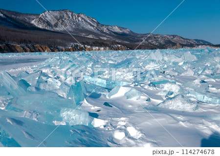 Pieces of crystal clear lake ice Pieces of crystal clear lake ice 114274678