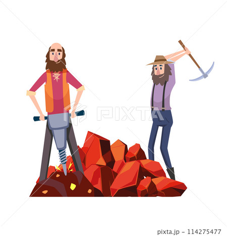 Miners active workers mining gold miners with professional tools Miners active workers mining gold miners with professional tools 114275477