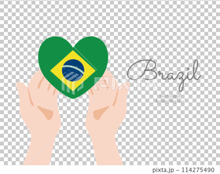 [Brazil] hand and national flag icon vector illustration 114275490