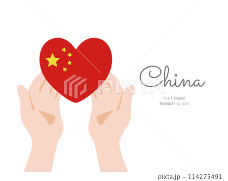 [中国]手と国旗のアイコン ベクターイラスト 114275491